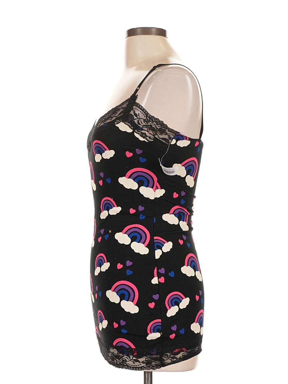 Black Rainbow Lace-Trim Cami Slip - Picture 4 of 16